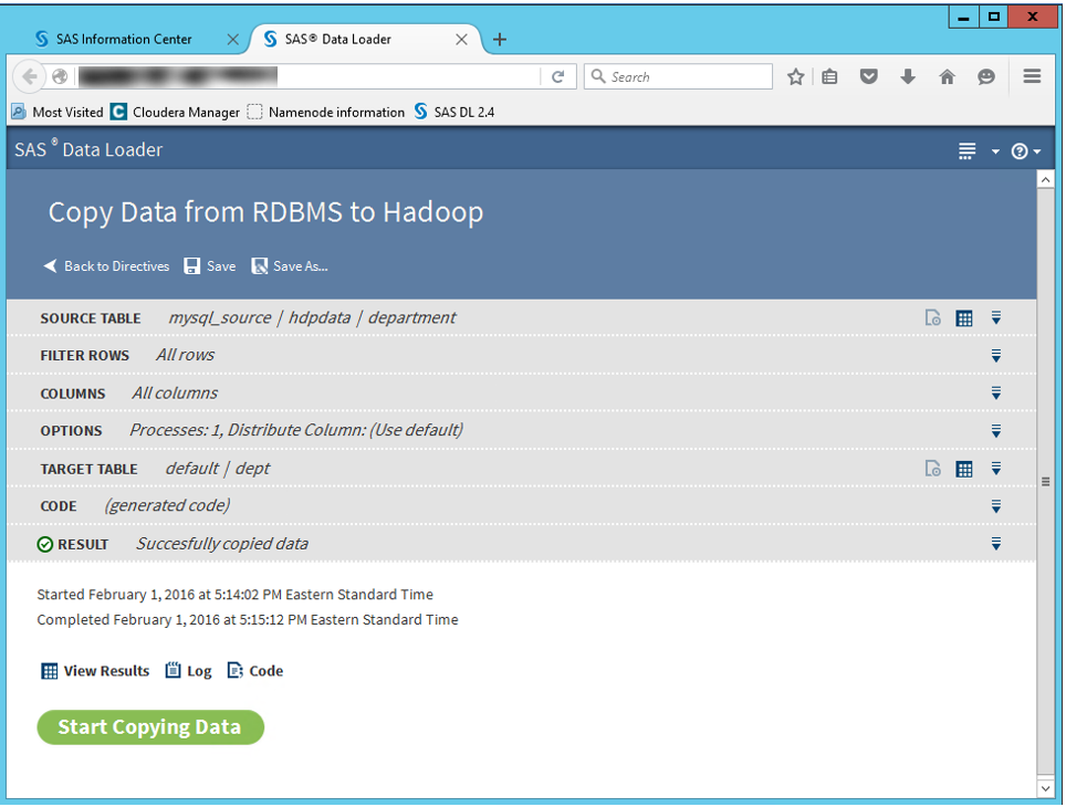 Copy data to Hadoop using SAS2
