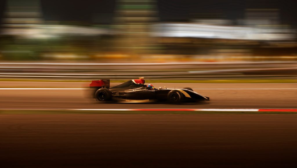 Race car racing at high speed