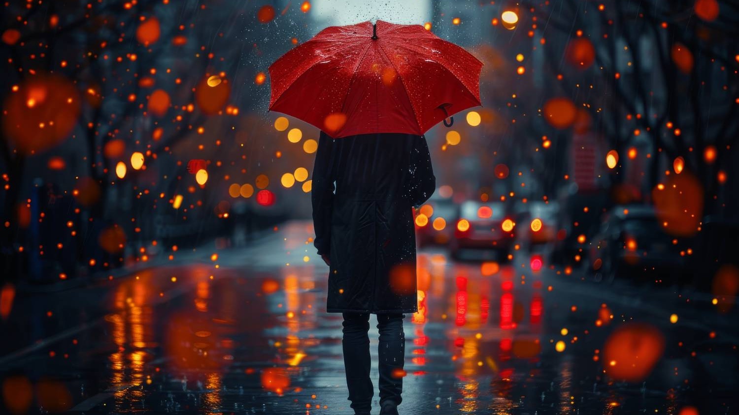 Person walking with umbrella