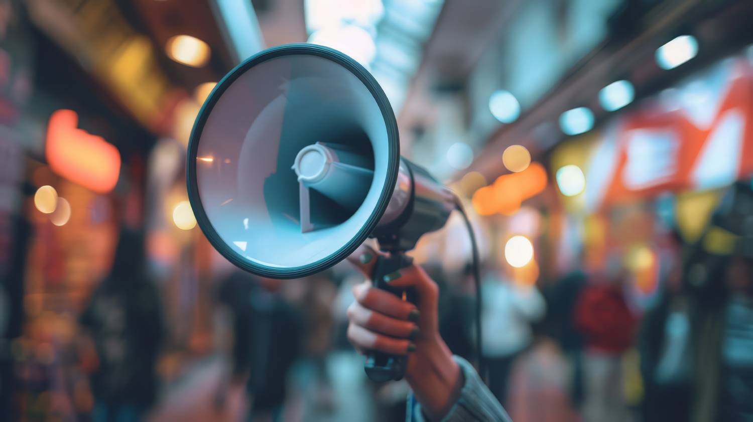 Hand holding megaphone