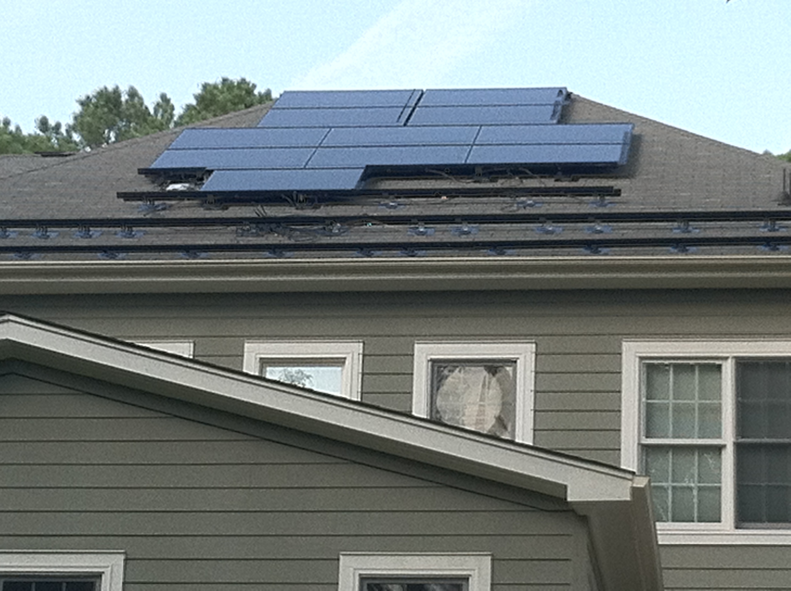 Solar panels being installed on our roof.