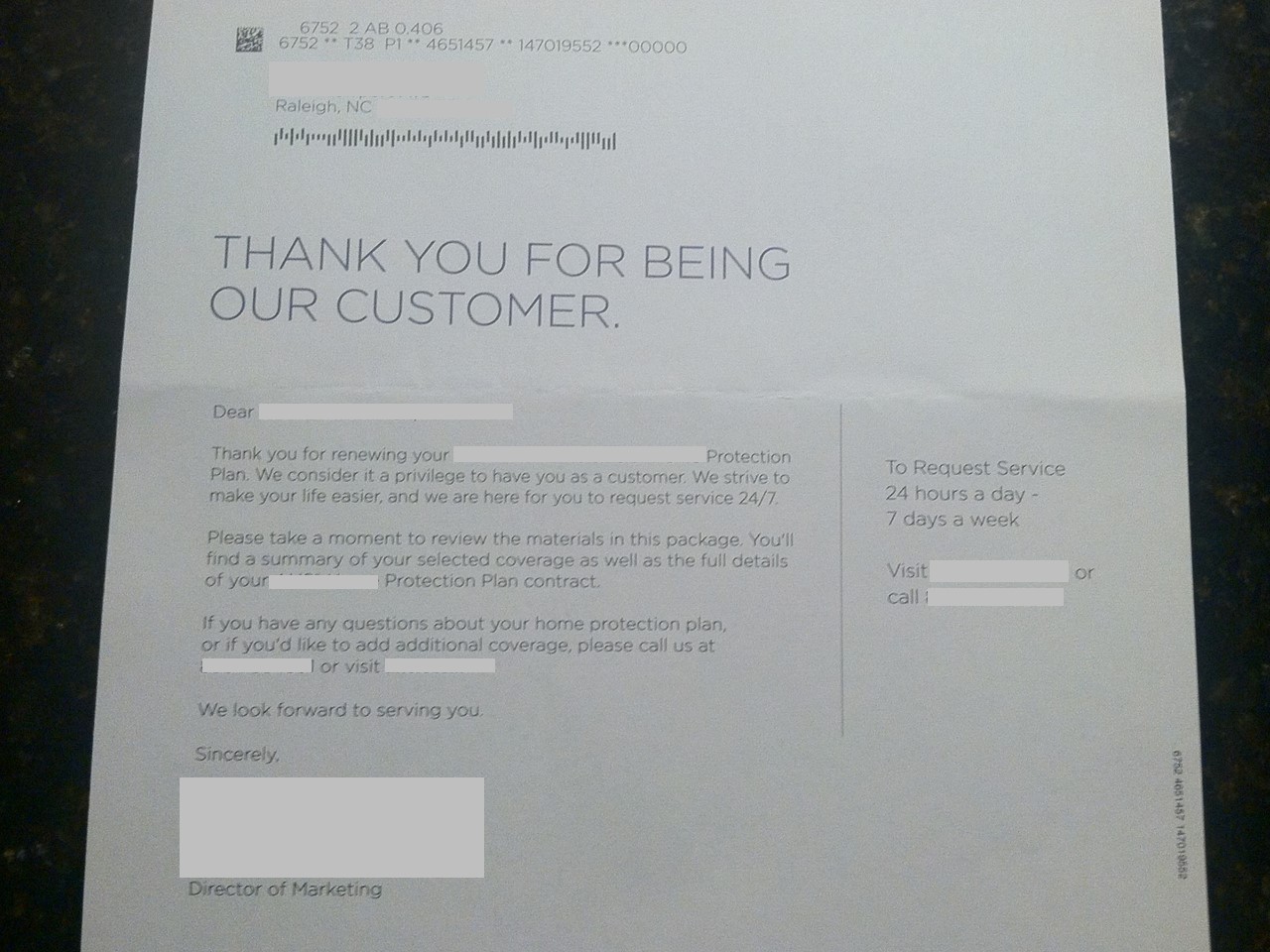 This letter is not from a health plan or provider, but clearly shows me the love as a customer.