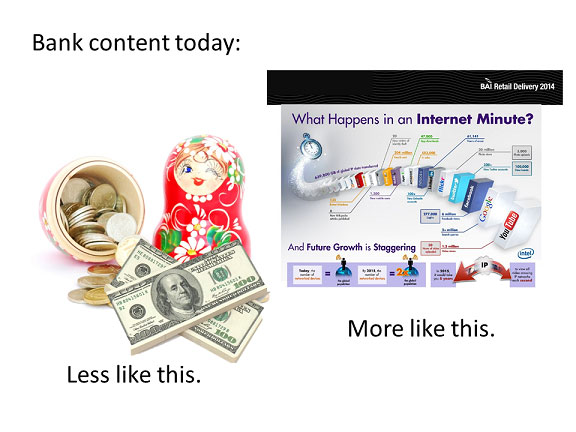 Bank Content today: Less coins and bills and more digital images.
