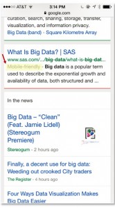 Google identifies mobile-friendly pages, such as this SAS one for Big Data and moves them up in organic search.