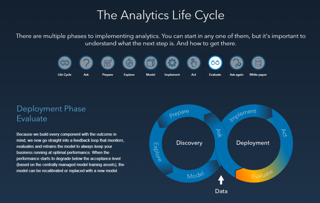 Life аналитик. Cycle Analytics. SAS: Analytics, Artificial Intelligence and data Management. Loop SAS.