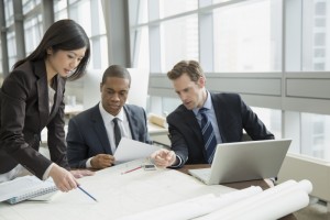 Business people discussing data strategy