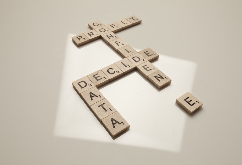 Data confidence Scrabble blocks