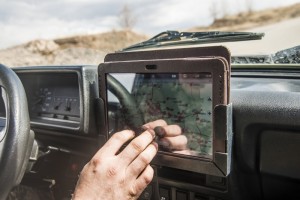 driver using GPS navigation