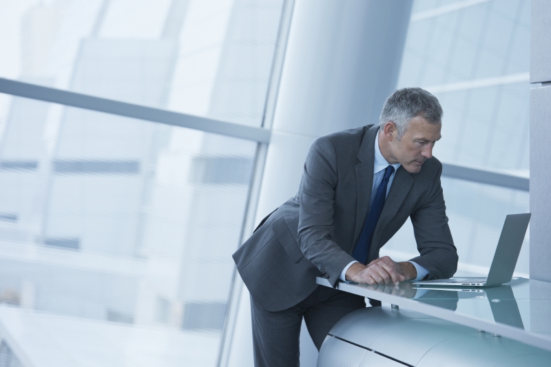 Businessman working on self-service data preparation