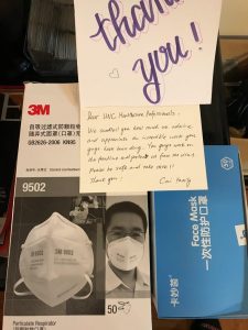 Lijun's community is donating PPE to local hospitals to show their appreciation. 