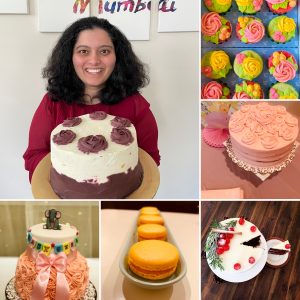 Vrushali smiles with a variety of baked goods