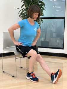 Seated Hamstring stretch one leg outstretched toes up