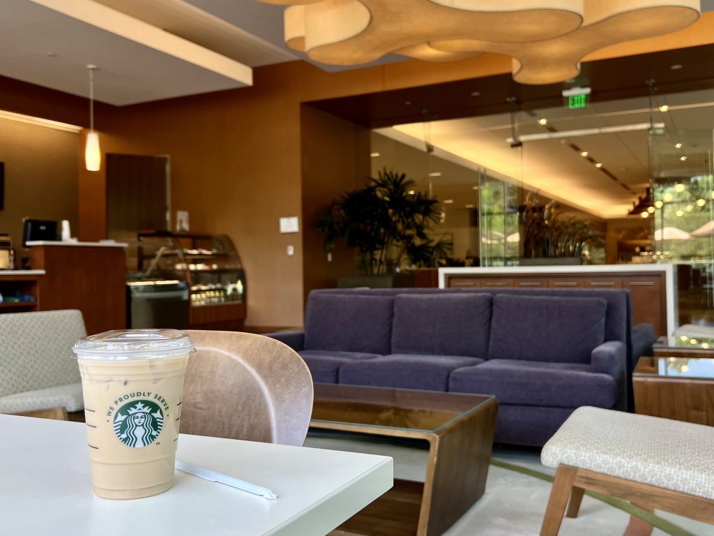 The author's drink of choice - a vanilla iced latte! | Building C Coffee Shop at SAS Headquarters