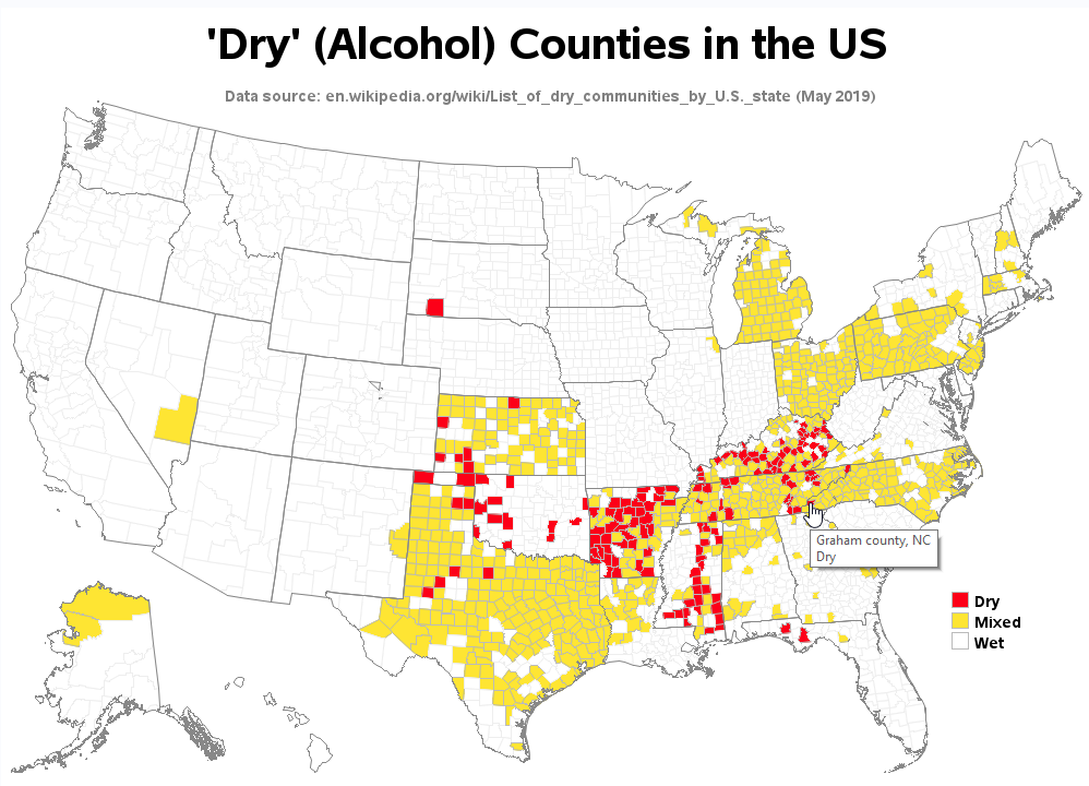 dry counties in usa map Which Counties In The Us Are Still Dry Graphically Speaking dry counties in usa map