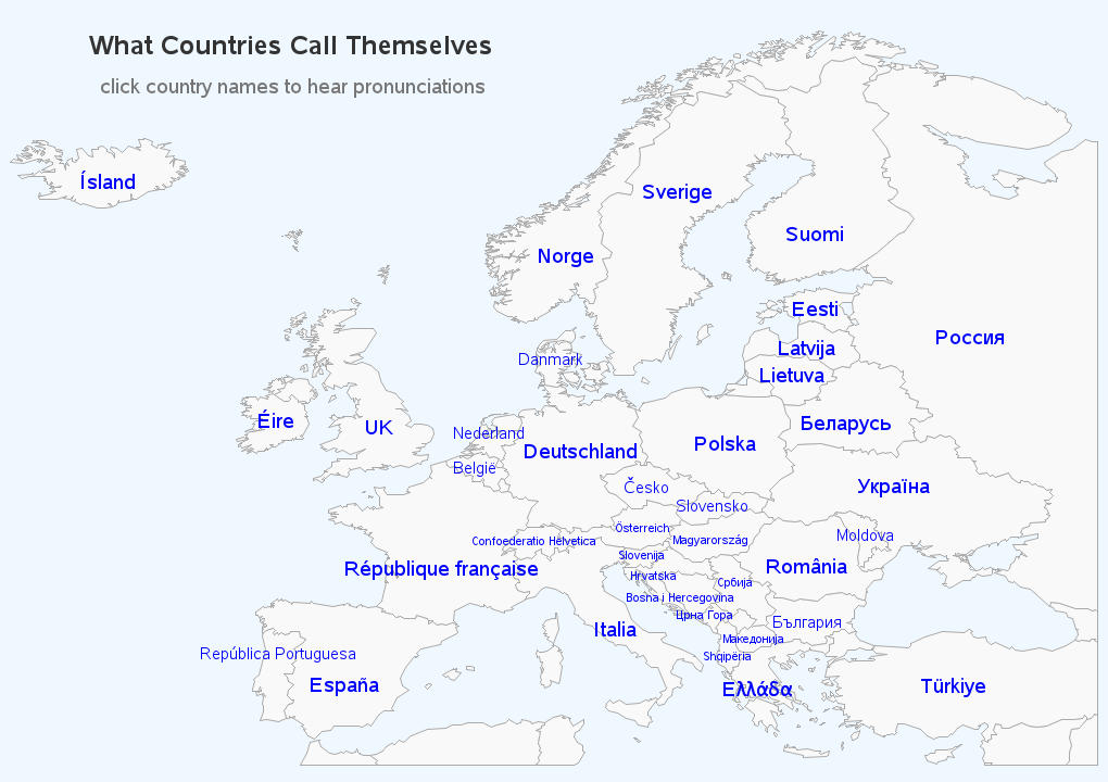 European Countries Map With Names The *Real* Country Names In Europe - Graphically Speaking