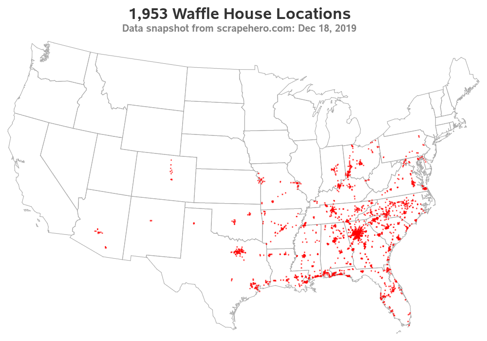 Waffle House Locations Map What Restaurant Is Always Open On Holidays? - Waffle House! - Graphically  Speaking