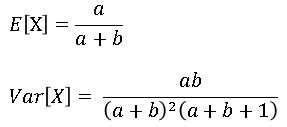 Mean and variance of the beta distribution