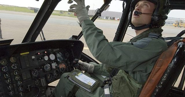 Prince William at the Controls of a Search and Rescue Seaking Helicopter