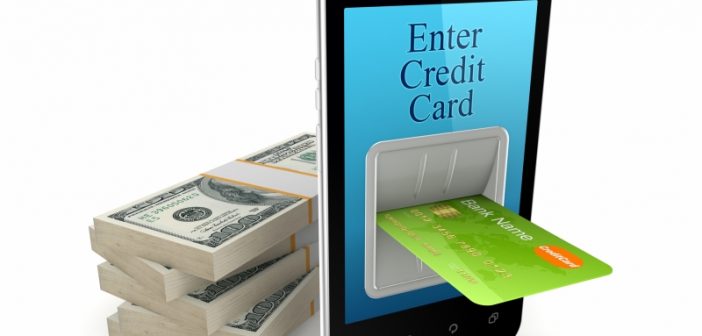 credit card inserted into iphone