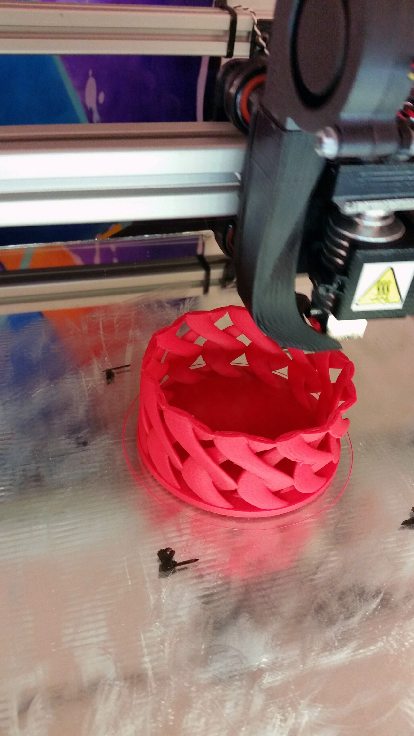 3D printer printing a test print