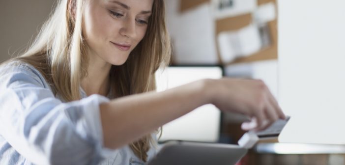woman making an online payment