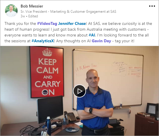 Bob Messier #videotag post on LinkedIn