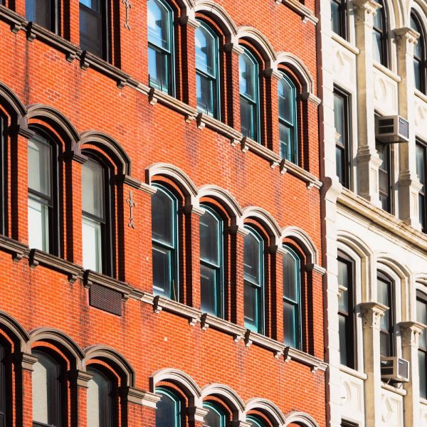 Close up of NYC brownstone windows
