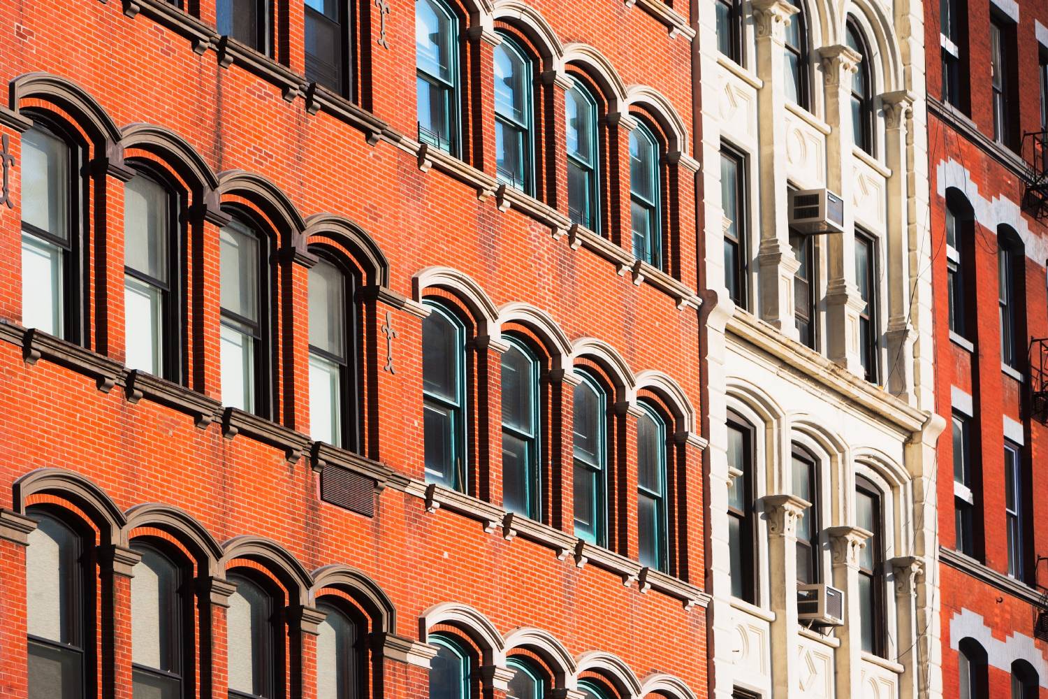 Close up of NYC brownstone windows