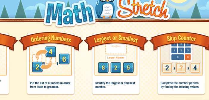 Math Stretch screenshot showing three activities
