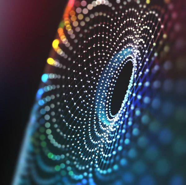 abstract image of multi-colored data funnel