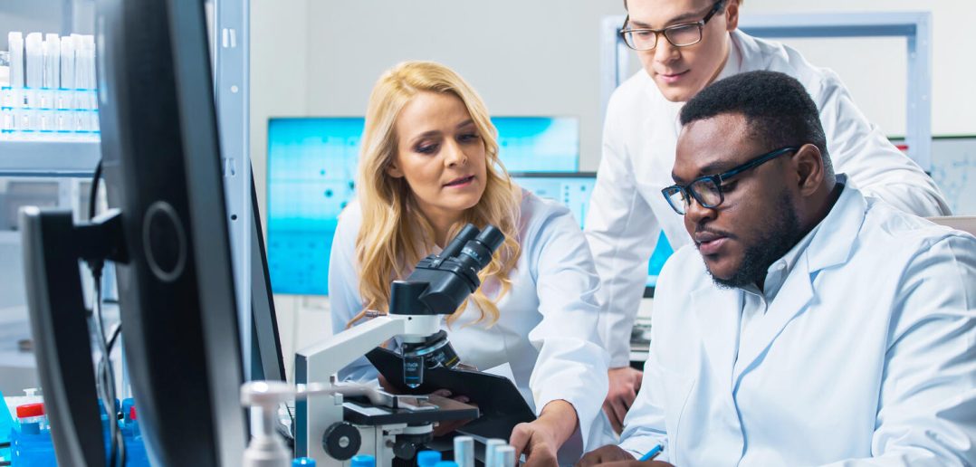 Professional Doctors Doing Monkeypox Research in a Modern Futuristic Laboratory. Lab Experiments in Clinic Hospital. The Concept of Science and Medicine.