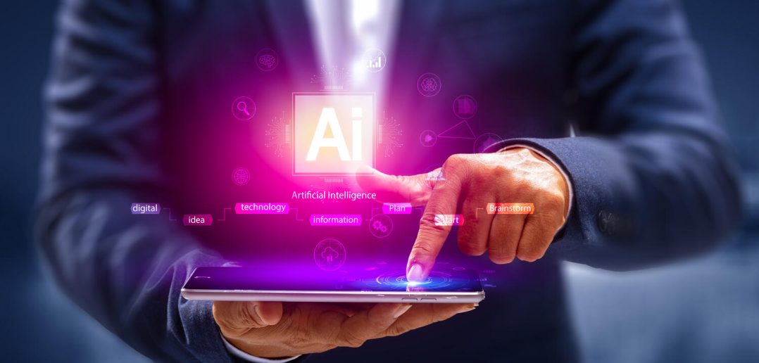 Internet technology and people's networks use AI to help with work, AI Learning or artificial intelligence in business and modern technology, AI technology in everyday life.