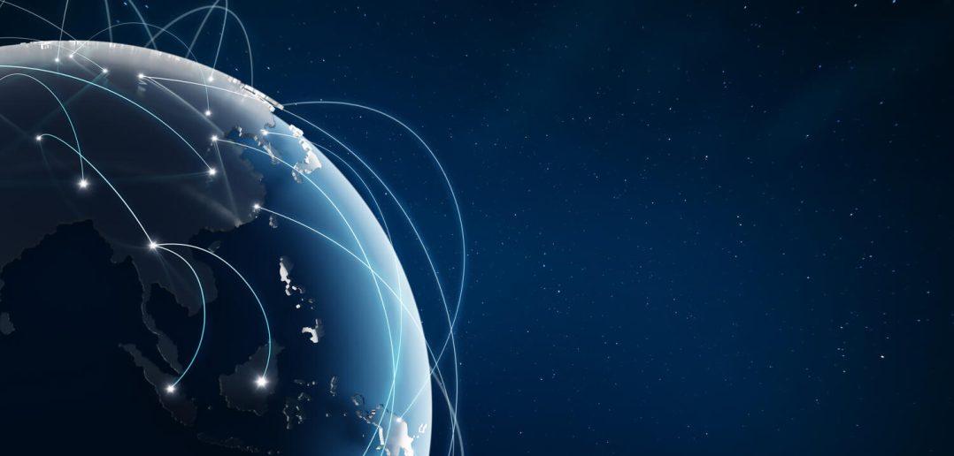 Global world network communication technology. 3d rendering