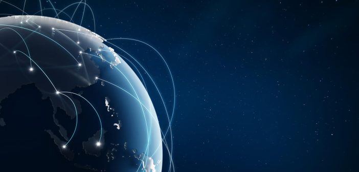 Global world network communication technology. 3d rendering