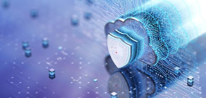 Cloud security technology concept. 3D render