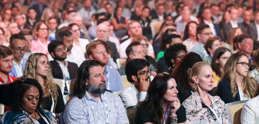 Crowd watching a general session at SAS Innovate 2025