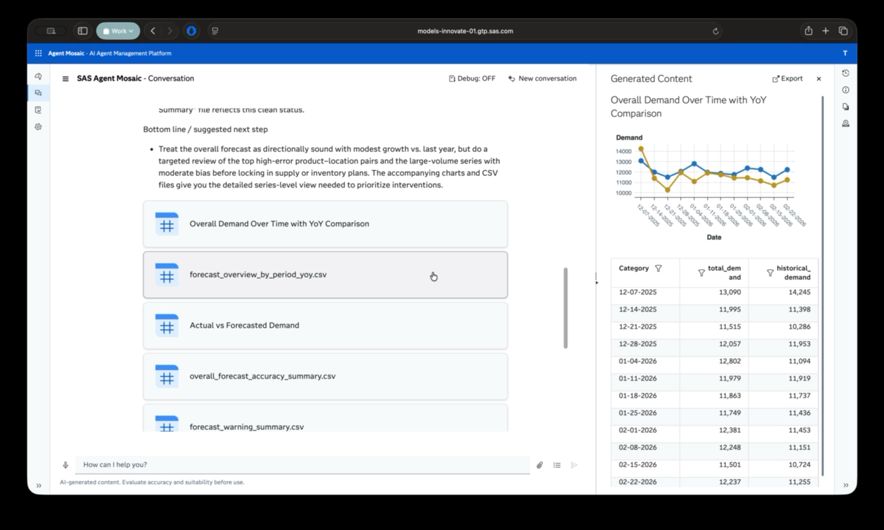 Screenshot from SAS Supply Chain Agent