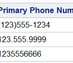 Data table with garbage punctuation in Names, various formats for phone numbers and height and weight data entered in mixed metric and imperial units.