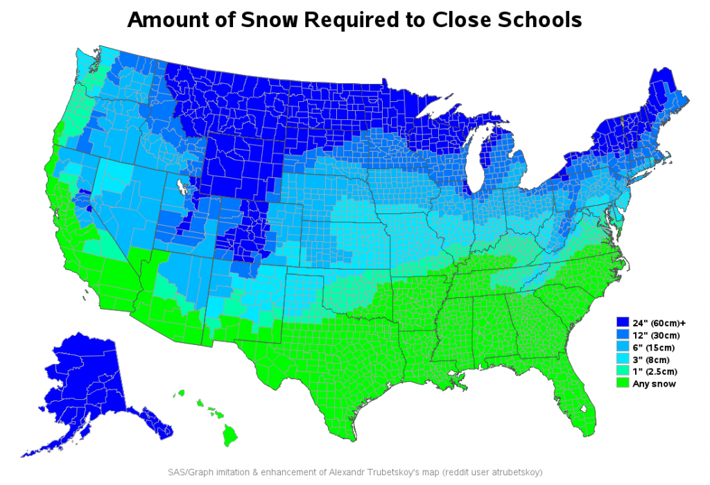 A SAS map of snow amounts for school closings | The SAS Training Post