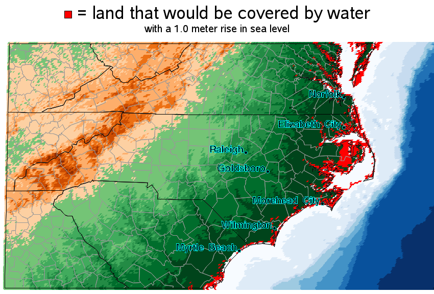 Maps showing impact of sea level rise