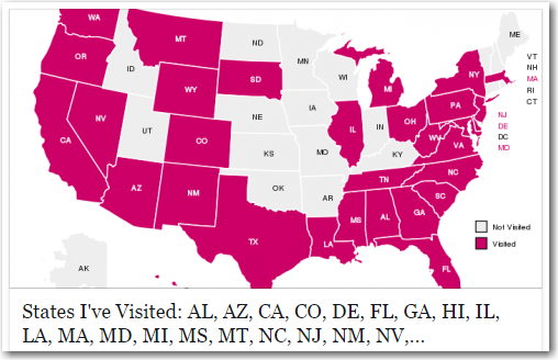 States Ive Been To Map Map Of States I've Visited, Using Sas