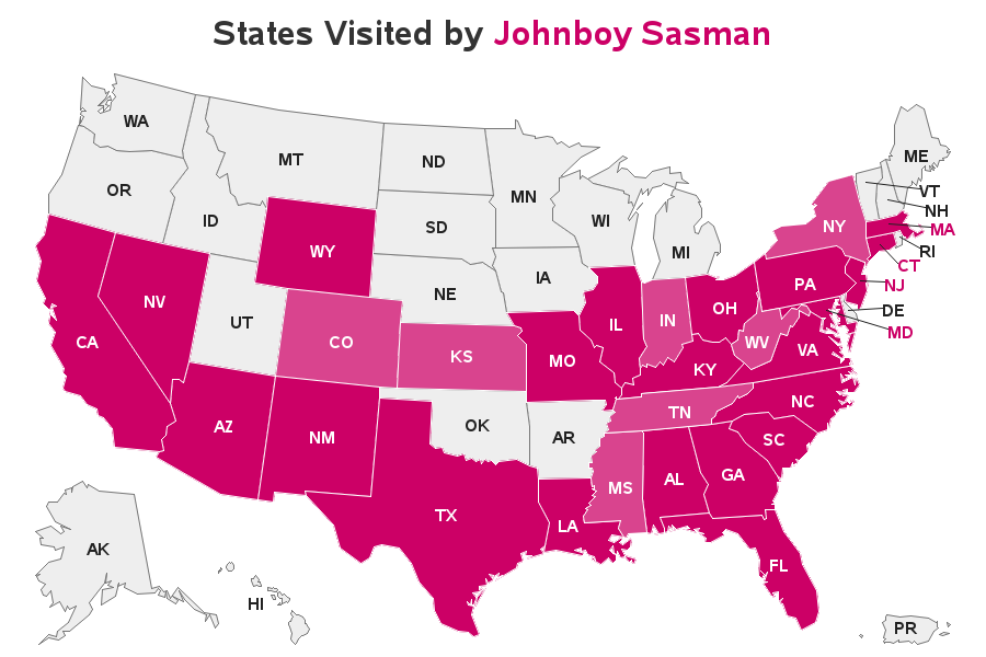 States I Ve Visited Map Map Of States I've Visited, Using Sas