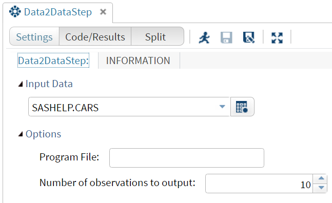 SAS Studio custom task user interface