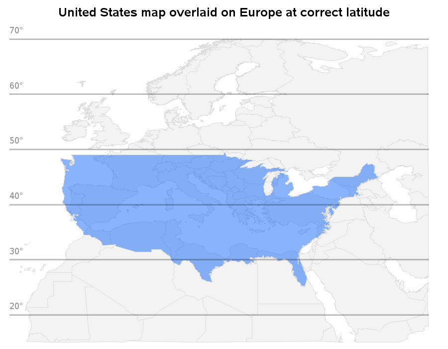 Map Of Usa Over Europe Latitude - 88 World Maps