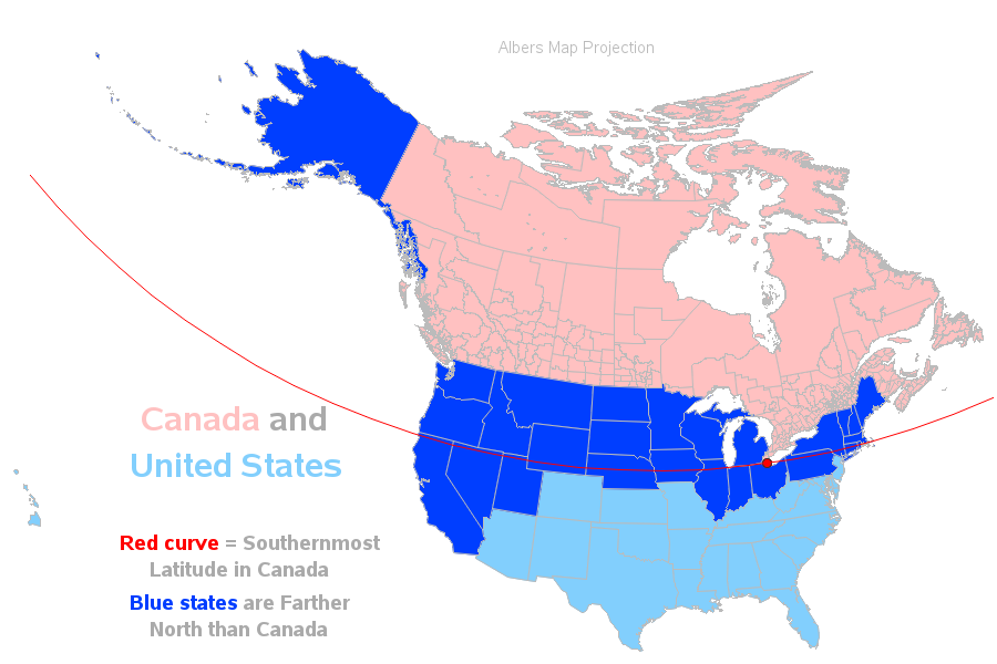 Canada is north america. Южная точка Канады. Самая Южная точка Канады. Самая Северная точка Канады. Канада Южный штат.