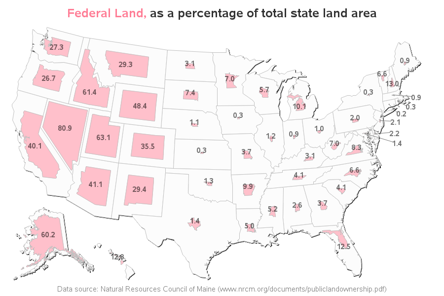 map of federally owned land How Much Land Does The Government Own In Each Us State Sas map of federally owned land