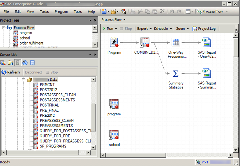 Screen shot of SAS Metadata Server software.