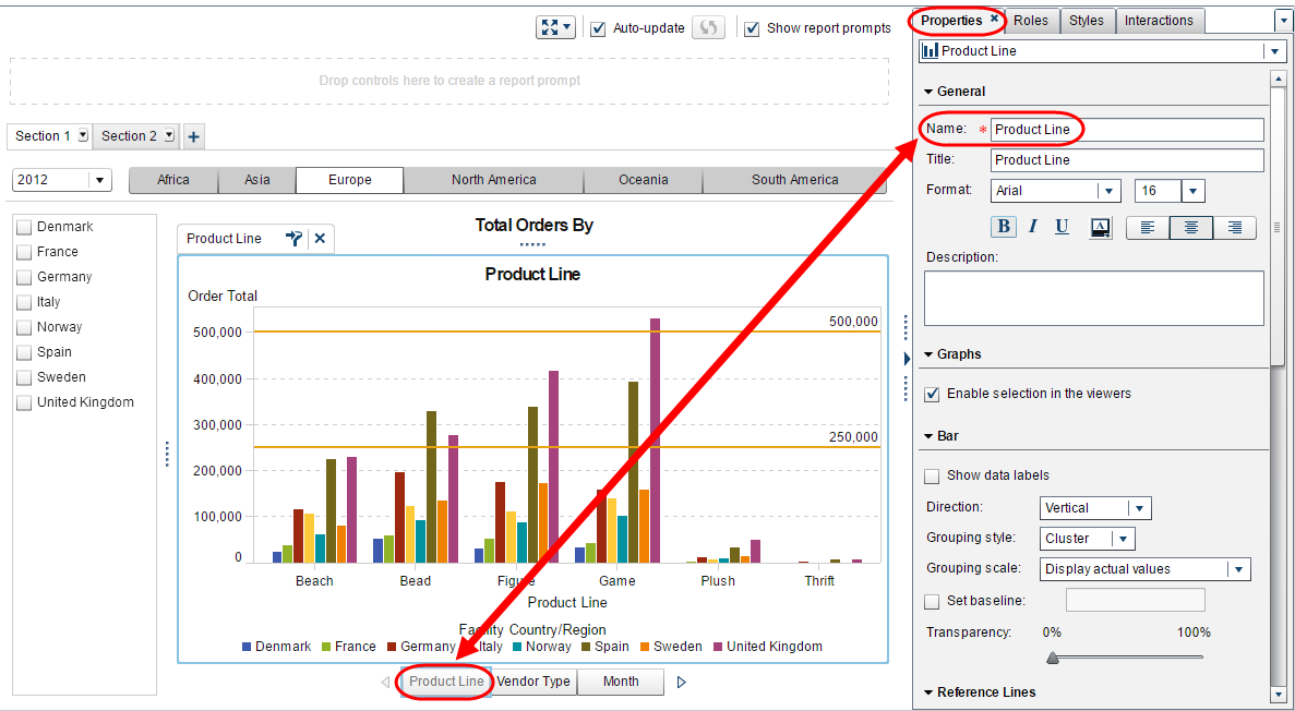 Use a stack container to pick your category in Visual Analytics10