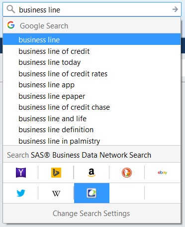 Conduct a google-like web search for business terms with SAS Business Data Network5