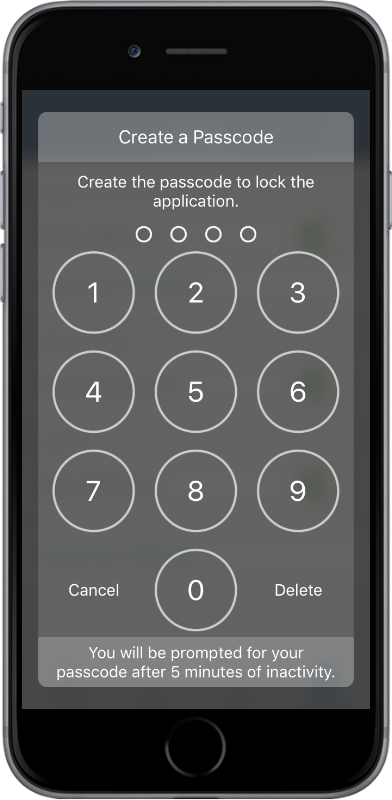 Passcode security for SAS Mobile BI01